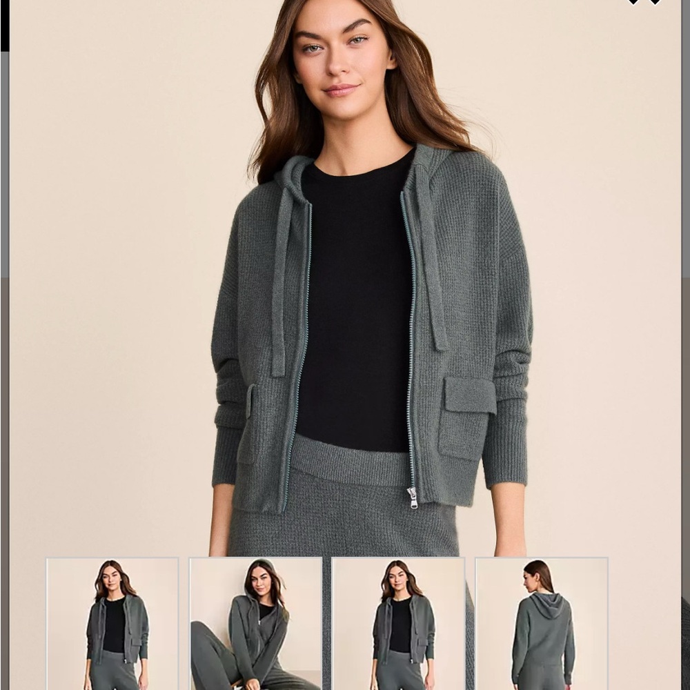 NWT! Lou & Grey Heathered Waffle Cloudstitch Zip Hoodie